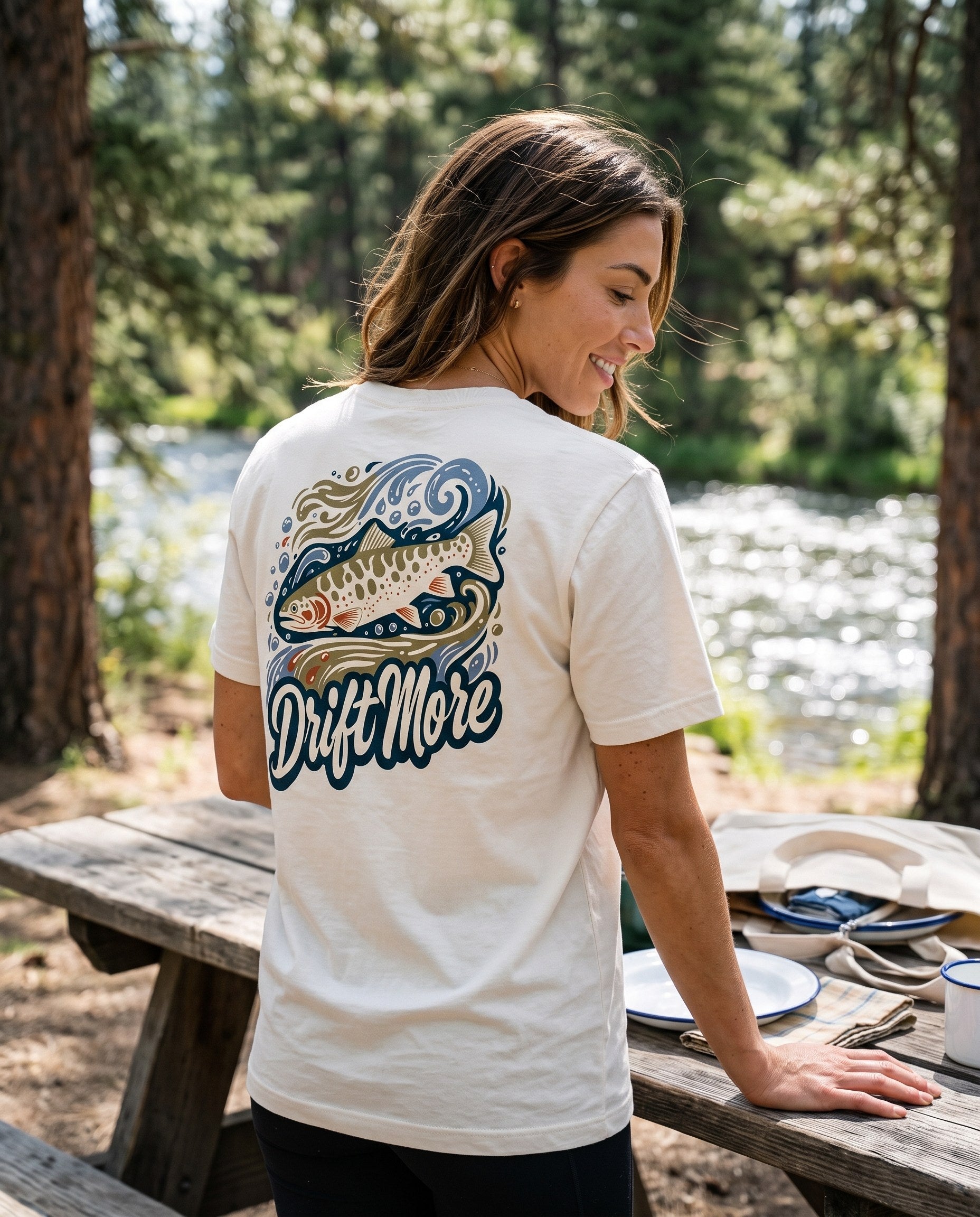 Trout Badge Tee — on-model