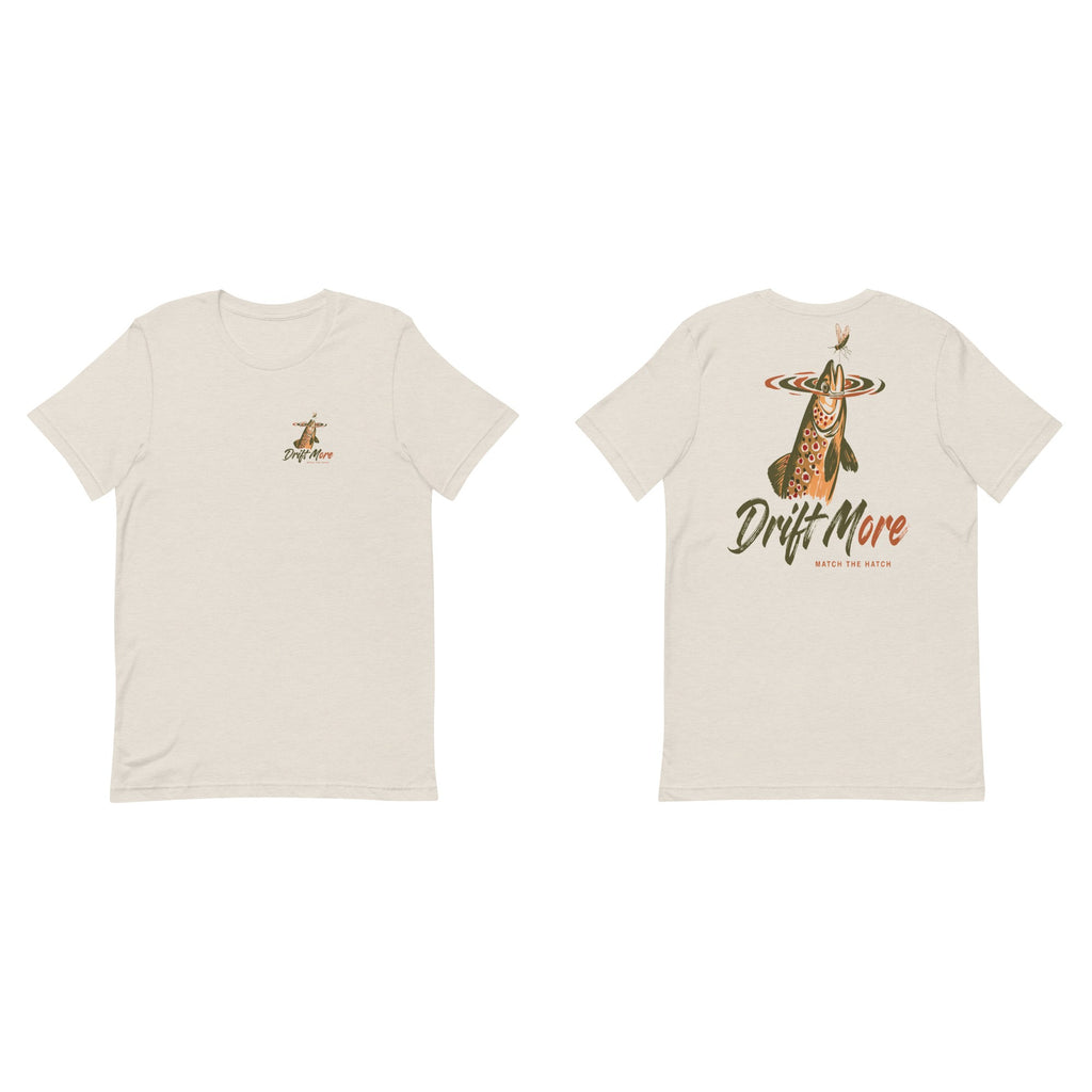 Match the Hatch Tee front and back, Heather Dust