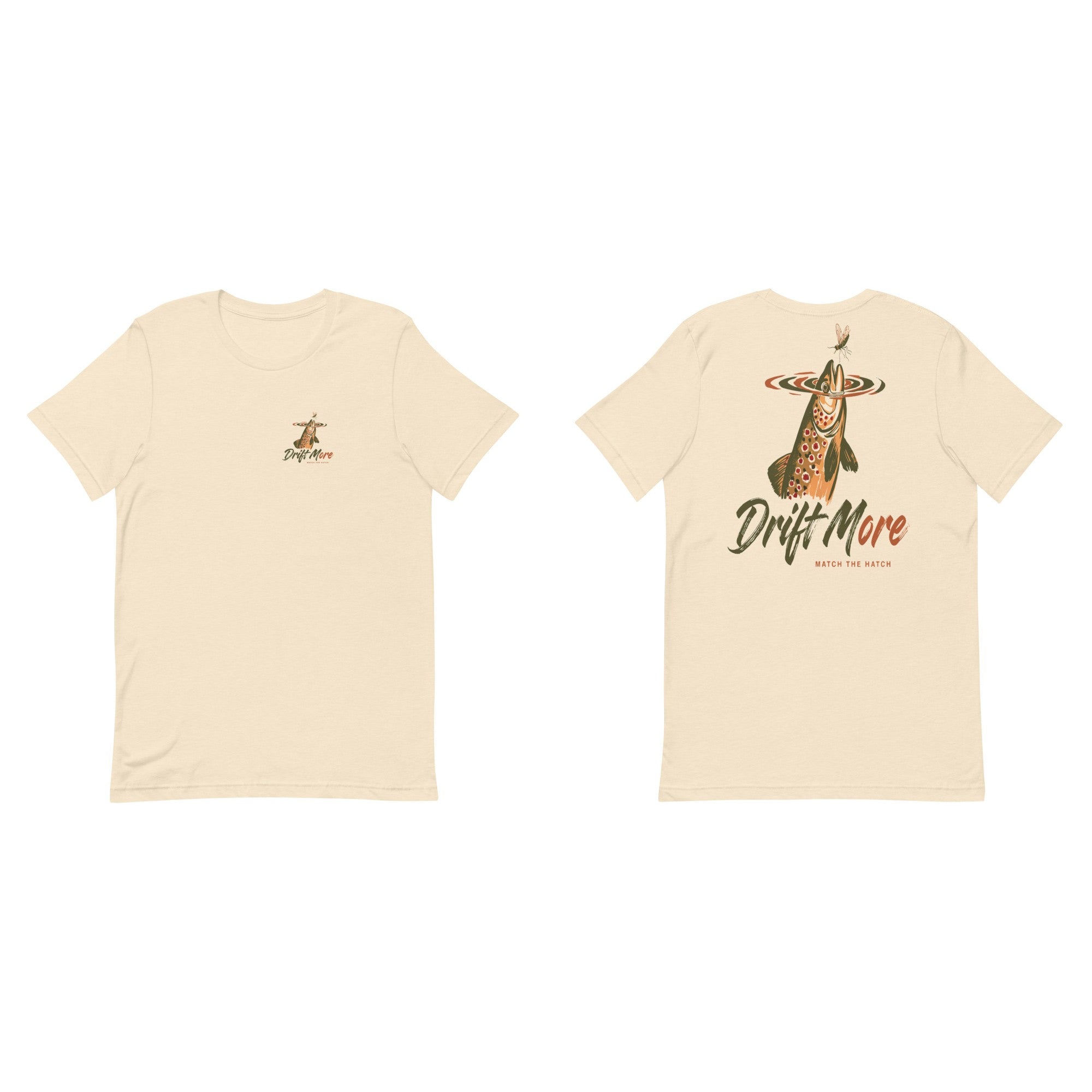 Match the Hatch Tee front and back, Heather Natural