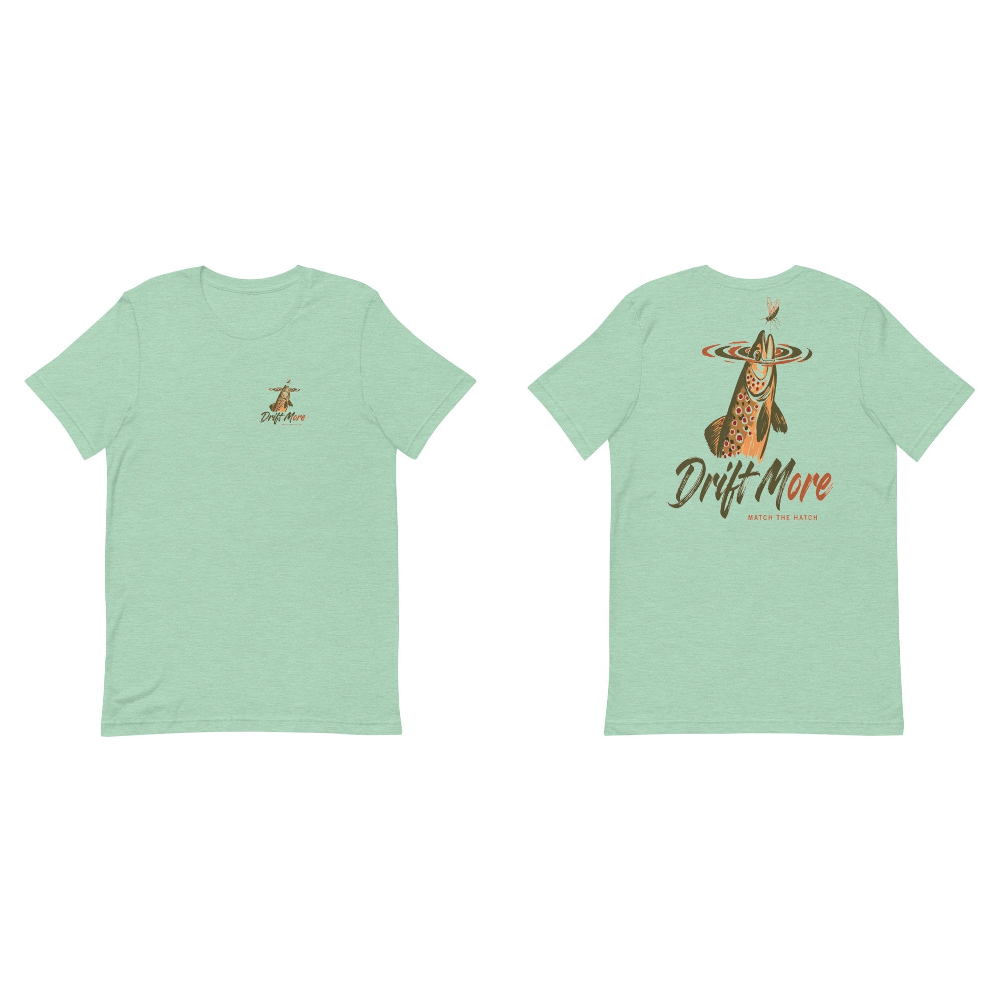 Match the Hatch Tee front and back, Heather Prism Mint