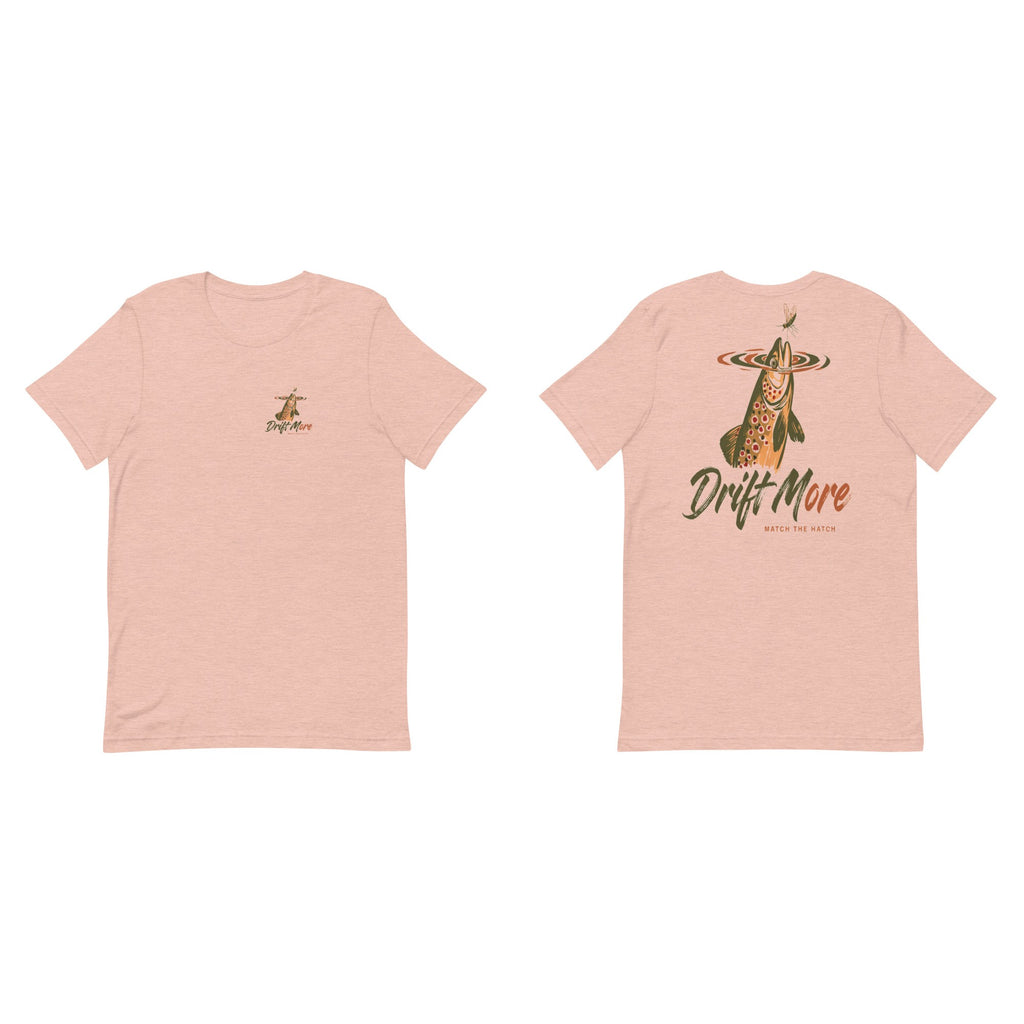 Match the Hatch Tee front and back, Heather Prism Peach