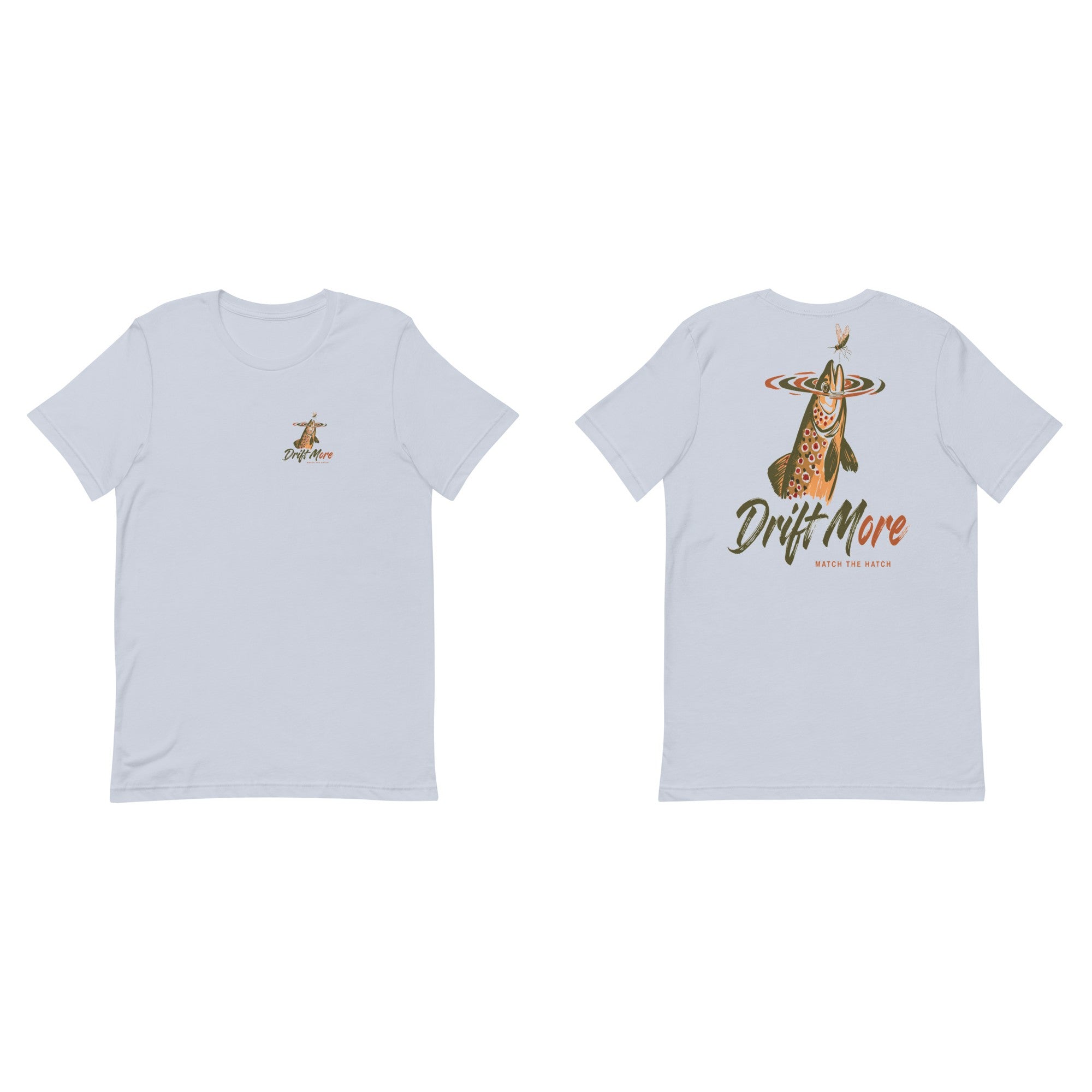 Match the Hatch Tee front and back, Light Blue