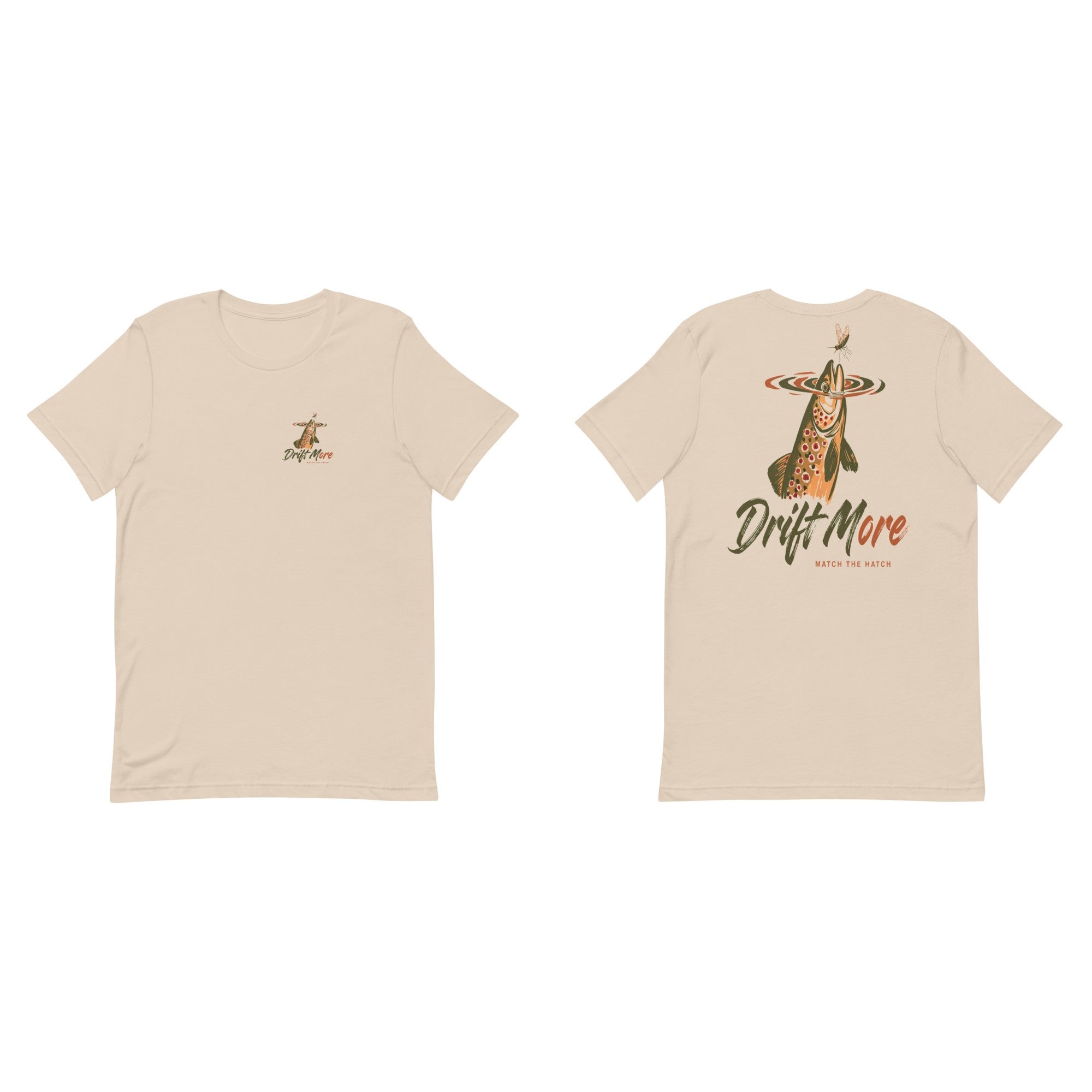 Match the Hatch Tee front and back, Soft Cream