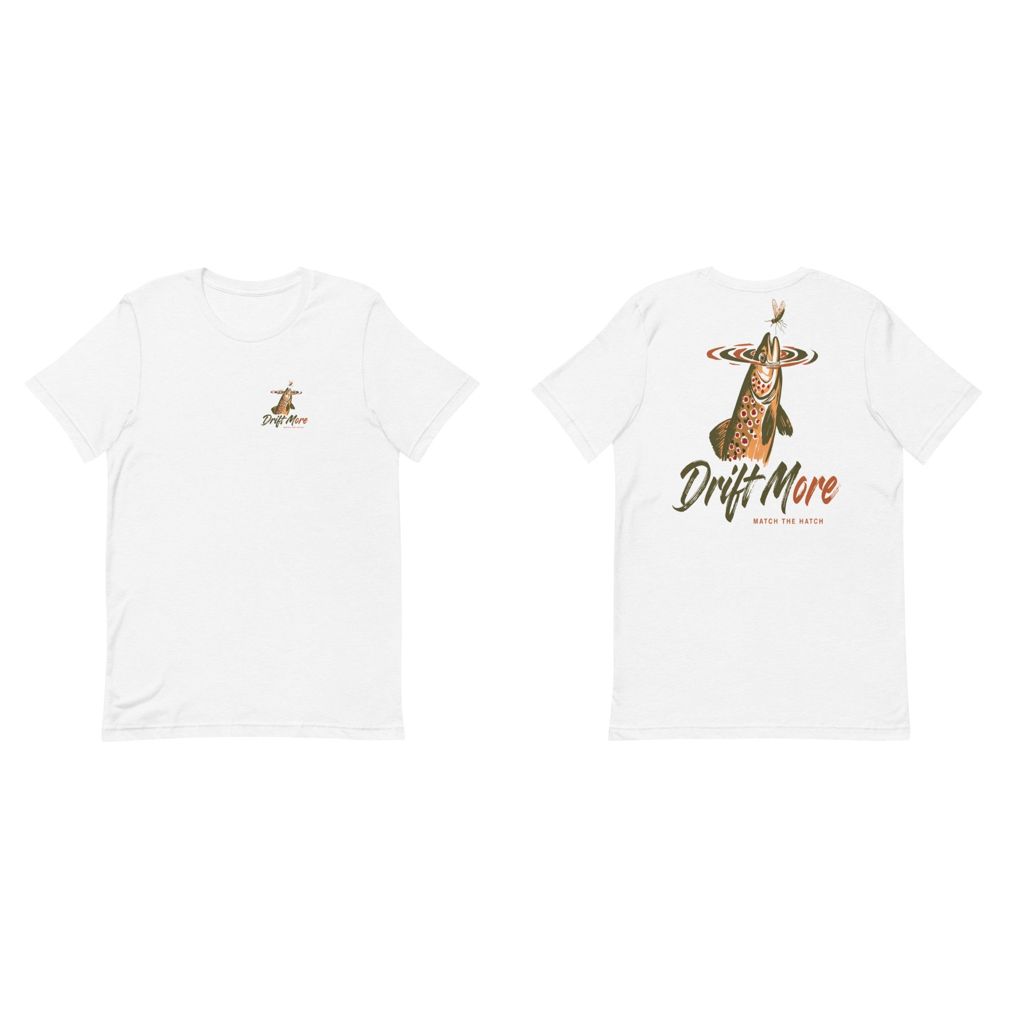 Match the Hatch Tee front and back, Solid White Blend
