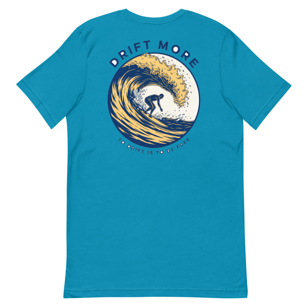 White Surfer Crest Tee — Aqua back